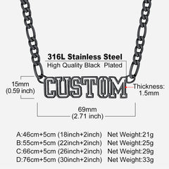 Colar com corrente Figaro com placa de identificação personalizada para mulheres