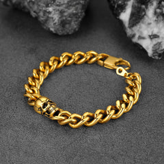 Gothic Heavy Cuban Chain Skull in Stainless Steel Bracelet