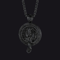 Viking Odins Raven Pendant Necklace Men