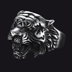 Punk Tiger Head Ring Men