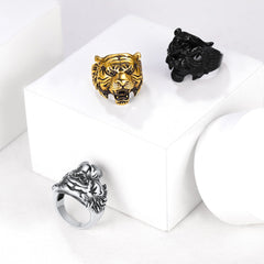 Punk Tiger Head Ring Men