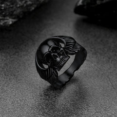 Biker Wings Skull Stainless Steel Ring Men