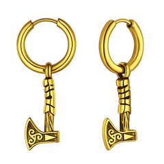 Brincos de argola pendentes Viking Rune Battle Axe Viking para homens