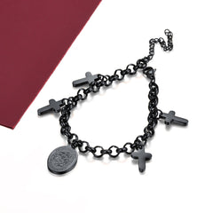 Pulseira com pingente de cruz do patrono São Miguel