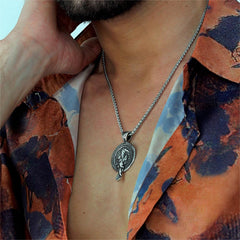 Viking Odins Raven Pendant Necklace Men