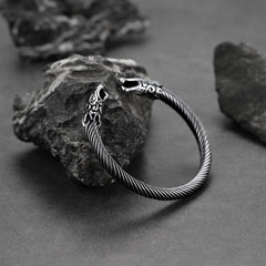 Pulseira de punho com cabeças de lobo nórdicas vikings