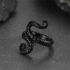Anel Punk Tentáculo de Polvo Masculino em Aço Inoxidável