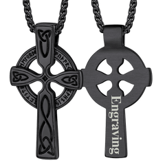 Colar com pingente de cruz celta irlandesa e runas vikings para homens
