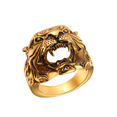 Punk Tiger Head Ring Men