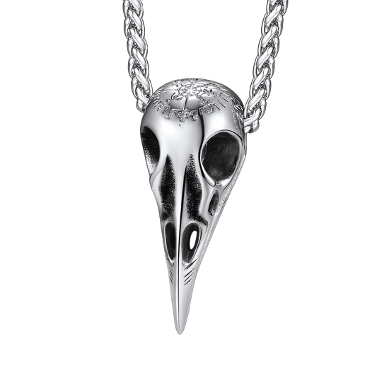 Colar de caveira de corvo Viking Bússola Masculino