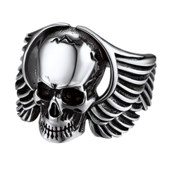 Biker Wings Skull Stainless Steel Ring Men