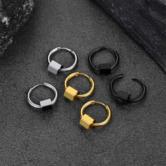Punk Hexagon Piercing Hoop Earrings For Men
