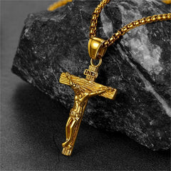 Colar católico com crucifixo e pingente de Jesus para homens e mulheres