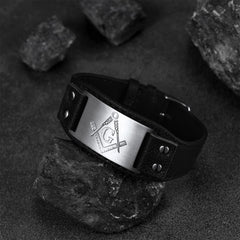 Masonic Cuff Leather Wristband Bracelet