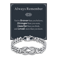 Pulseira de casal com corrente cubana e nó de amor infinito para o meu amor