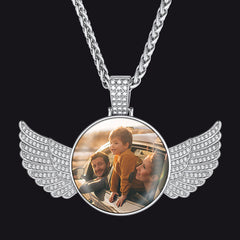 Colar com imagem de asas de anjo personalizadas, presente memorial para homens e mulheres