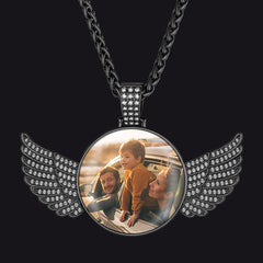 Colar com imagem de asas de anjo personalizadas, presente memorial para homens e mulheres