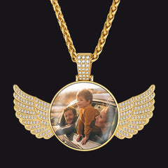 Colar com imagem de asas de anjo personalizadas, presente memorial para homens e mulheres