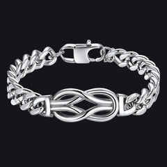 Infinity Love Knot Cuban Link Chain Bracelet