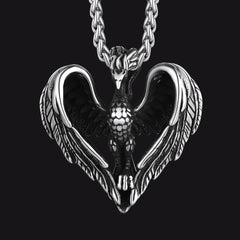Vintage Phoenix Heart Pendant Necklace Men