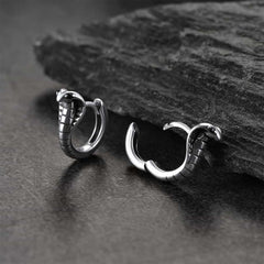 Brincos de argola Huggie em forma de cobra de prata esterlina para homens