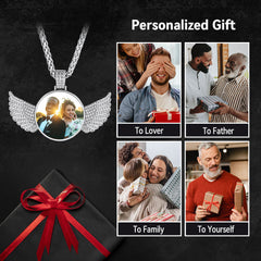 Colar com imagem de asas de anjo personalizadas, presente memorial para homens e mulheres