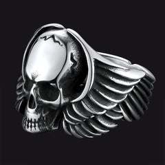 Biker Wings Skull Stainless Steel Ring Men