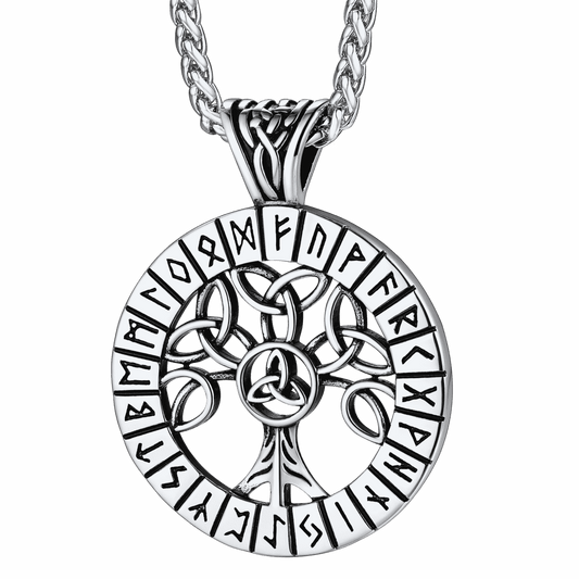 Colar Amuleto Masculino Árvore da Vida Runa Viking Nórdica