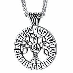 Colar Amuleto Masculino Árvore da Vida Runa Viking Nórdica