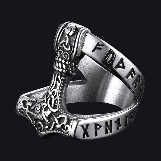 Viking Mjolnir Thors Martelo Anel Rune Homens