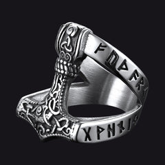 Wikinger Mjolnir Thors Hammer Ring Rune Männer