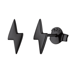 Sterling Silver Lightning Bolt Stud Earrings For Women Men