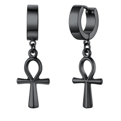 Brincos de argola pendentes em forma de cruz Ankh para homens e mulheres