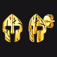 Spartan Helmet Mask Stud Earrings for Men