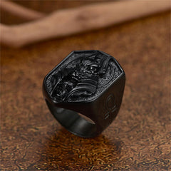 Anel de sinete de Anúbis do antigo Egito, cruz Ankh, masculino