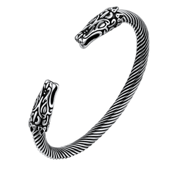 Pulseira de punho com cabeças de lobo nórdicas vikings