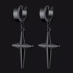 Star Cross Dangle Hoop Earrings For Men