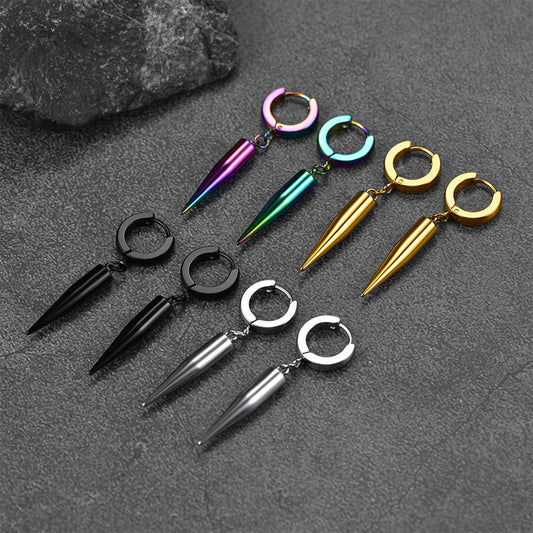 Brincos de argola punk longos com pontas pendentes para homens e mulheres