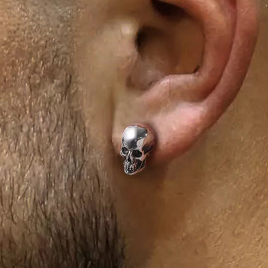 Brincos de caveira góticos punk para homens
