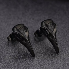 Viking Raven Skull Earrings Studs With Celtic Knot For Men