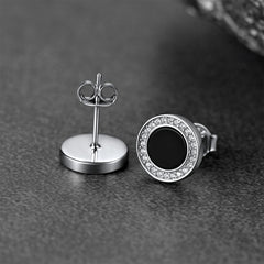 Brincos de diamante de ônix preto em prata esterlina para homens