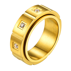 Mens Zircon Rotatable Ring Stainless Steel