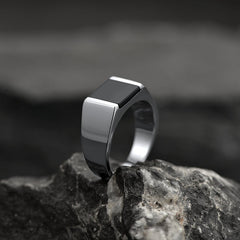 Achat Schwarzer Onyx Bandring Herren