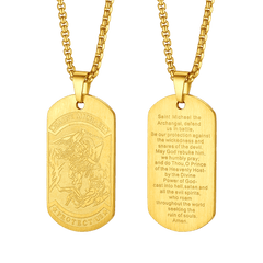 Colar com placa de identificação para cachorro Arcanjo São Miguel Masculino