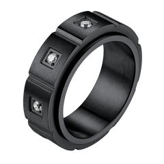Mens Zircon Rotatable Ring Stainless Steel