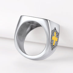 Anel de sinete masculino com cruz de Jerusalém casaivy