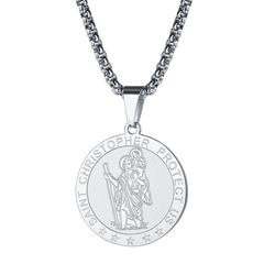 Colar Medalhão Redondo de São Cristóvão Masculino