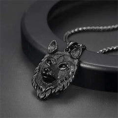 Colar com pingente de lobo selvagem viking, joia nórdica masculina