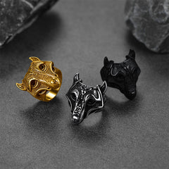 Anel Viking Celtic Wolf de Aço Inoxidável Masculino