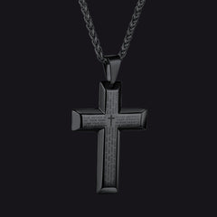 Colar de cruz com oração do Senhor cristão para homens